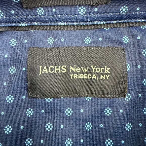 JACHS Men's Button-Up Shirt Casual Everyday Wear, Relaxed, Blue Pattern, L NEW - Picture 4 of 11